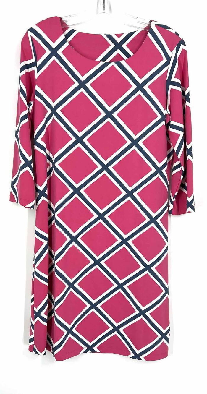Mahi Gold Size L Pk/Wh/Bl Plaid Designer Dress